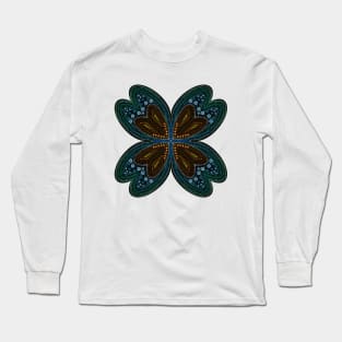 Symmetric Butterfly Mandala Green-Blue-Orange Long Sleeve T-Shirt